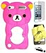 BUKIT CELL (TM) HOT PINK Bear 3D Cartoon Soft Silicone Skin Case Cover for IPOD TOUCH 5 5G 5TH GENERATION + BUKIT CELL Trademark Lint Cleaning Cloth + Screen Protector + WirelessGeeks247 METALLIC Touch Screen STYLUS PEN with Anti Dust Plug [bundle - 4 items: case, cloth, stylus pen and screen protector]