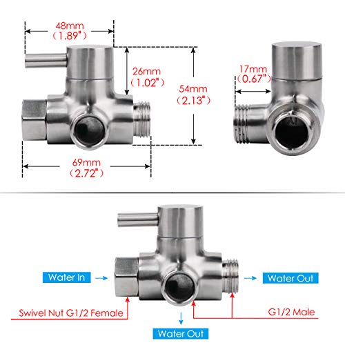 4 Stainless+Diverter+Showerhead+Universal+Replacement