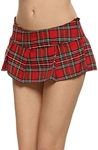 Women's Mini Skirt Club Low-Waisted Plaid Skirt Lingerie Role Play Pleated Ruffle Schoolgirl Chemise