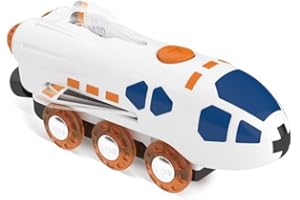 Hape Space Rocket Locomotive Toy – Wooden Train Game – Toy for Children Aged 3 and Above – Locomotive for Wooden Train Circui