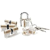 6pcs Practice Lock Set OKPOW Lock Set Crystal Visible Cutaway Common Lock Types for Locksmith Training Different Types of Padlock