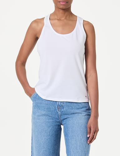 Tommy Jeans Camisetas de Tirantes Pack de 2 Mujer Tejido elástico, Multicolor (White/Light Grey HTHR), M