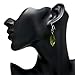 925 Sterling Silver Hand Blown Venetian Murano Glass Green Leaf Long Dangle Long Earrings