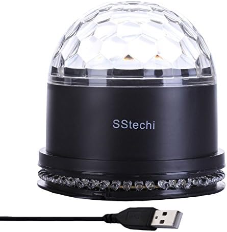 USB Disco Lights,SStechi Muliti Color Changes Sound Actived Auto RGB Mini Rotating Magic Disco Ball USB Strobe Stage Lights For DJ Dancing Show Concert Xmas Halloween (Black)