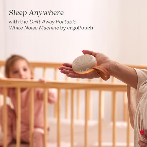 ergoPouch Drift Away White Noise Machine Taupe – Portable Sound Therapy for Baby & Adult, 7 Soothing Sounds, Rechargeable Battery, Adjustable Light - Home, Travel, and Registry Gift
