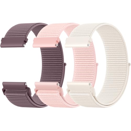 Higgs Strap 20 mm Nylon Compatible with Amazfit Bip 3/Bip 3pro/GTS/GTS 2 | 3 Pack 20 mm Breathable and Elastic Straps with Velcro Adjustment, Soft, for Garmin Forerunner 165/245/645/55/158