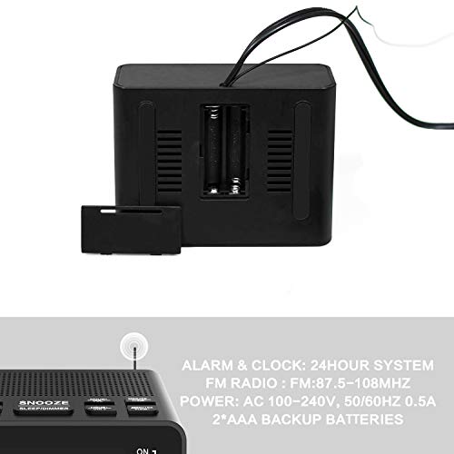 Alarm Clock Radio, Digital FM Radio Alarm Clock for Bedroom … (Black) - Thumbnail 5