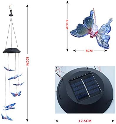 Solar Wind Chime Light Wind Turn Light Hummingbird Solar Gift Light Color LED Garden Hanging Light Butterfly Wind Chime Light