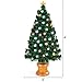 Goplus 4ft Artificial Christmas Tree Green Optical Fiber 130 Tips PVC with 41 Plastic Colorful Balls & Golden Star Solid Base Premium Decorations Full Tree (4 FT Fiber Optic)