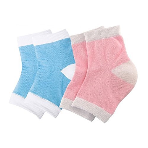 CTKcom GEL Heel Socks for Dry Hard Cracked Skin Moisturising Open Toe Comfy Recovery Socks- One Size Fits Most,Padded Comfort to Help with Arthritis and Foot and Heel Pain 2 Pairs (Blue&Pink)