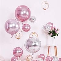 Viki Liki 4D Round Shape Pink Balloons Party Baby Shower Decoration Photoshoot Balloons (5pcs)