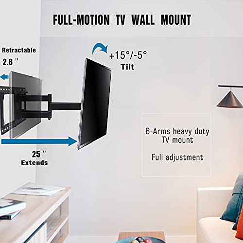Sliding TV Wall Mount for TV Centering Dual Articulating Full Motion TV