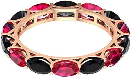 交互2 45カラットオーバルルビーリング 1 96カラット 特売 5x3mm ブラックスピネルエタニティリング積み重ね可能な結婚指輪 7月誕生石リング可憐な記念日リング 10k Size ローズゴールド 8