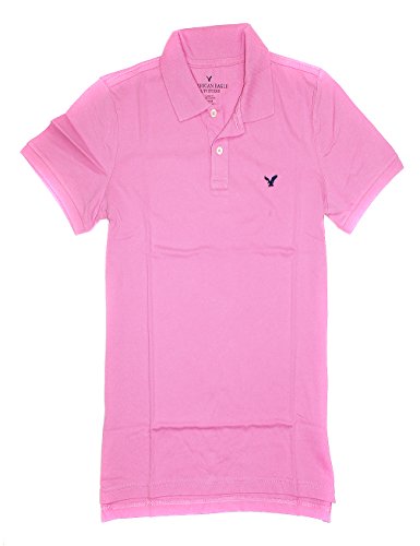 American Eagle Men's Soft Jersey Polo Golf Shirt (002) (Medium, Pink)