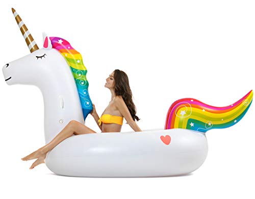 Vickea Leisure Giant Inflatable Unicorn Pool Float Large Outdoor Swimming Pool Floaties Lounge Toys for Adults