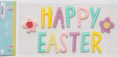 Spring and Easter Decor Happy Easter Gel Window Clings - 15 Piece