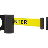 A-KARCK Wall Mount Retractable Belt 16 Foot, Crowd Control Wall Barrier with Steel Case Black and Yellow Belt with Caution: DO NOT Enter