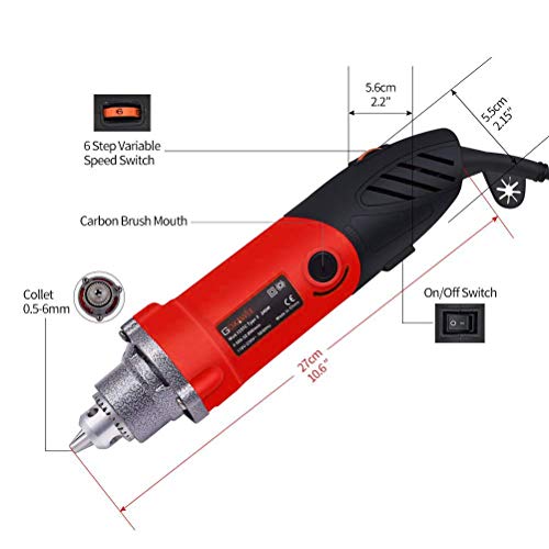 GOXAWEE Rotary Tool Kit 240W/2.2 Amp - 82Pcs Multifunctional Power Tool Set with 1/4 inch Universal 3-Jaw Chuck (0.5-6 mm Collet), 6 Step Variable Speed, Advanced Flex Shaft & Versatile Accessories - Thumbnail 2