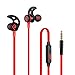 Parasom Headset, R2 Magnet Attraction Sport in-Ear Earbuds Heaphones Earphones with Mic Stereo Bass & Phone and Track Control (Black/Red)