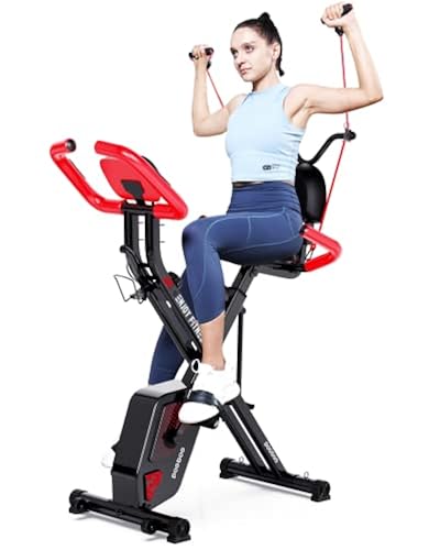 pooboo Folding Exercise Bike, Foldable Fitness Stationary Bike