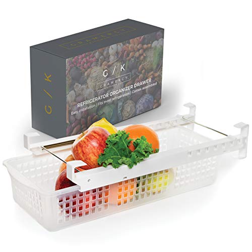 Fridge Organizer Drawer, Refrigerator Pull-Out Bin | Adjustable, Installs Under Shelf | Fits Most Fridges, Clear Plastic | BPA Free - Thumbnail 2