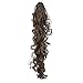 SWACC 24-Inch Long Messy Curls Claw Clip Ponytail Extensions Synthetic Clip in Drawstring Curly Ponytail Hairpiece Jaw Clip Hair Extensions (Medium Ash Brown-8#)