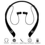 Wireless Headphones, Bluetooth Earbuds Neckband Magnetic Headset Stereo Hand-free Sports In-ear Noise Cancelling Earphone with Mic for iPhone 8/7/6 and Other Bluetooth Devices by Havan (Jet black)