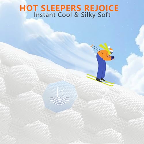 UYWO Cooling Pillows Queen Size Set of 2, Memory Foam Pillows with Zipper, Firm Bed Pillows Adjustable for Hot Side Back Stomach Sleepers