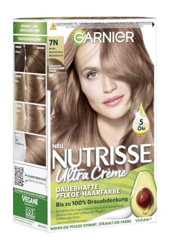Garnier Nutrisse Permanente verzorgende haarverf met voedende fruitoliën, kleuring met 8 weken houding, ultra creme tint, 6,03 Natural Golden Dark Blonde
