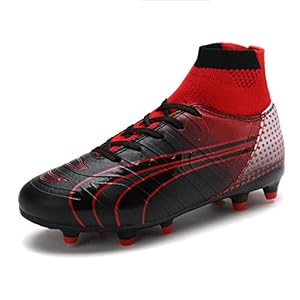 DREAM PAIRS Little Kid 160862-K Red Black Light Grey Soccer Football Cleats Shoes – 11 M US Little Kid