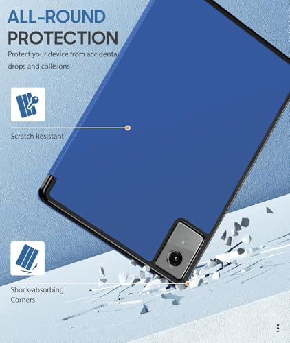 MoKo Lenovo Idea Tab 11 (2025) Case with Pen Holder, Ultra-Slim Case with Trifold Stand PU Leather and Auto Wake / Sleep / Wake Up / Sleep - Navy Blue