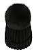 LITHER Winter Knit Hat Real Fox Fur Pom Pom Womens Girls Knit Beanie Hat Black