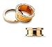 Rose Gold Plated Aurora Borealis Crystals Screw Fit Tunnels, Ear Plugs Gauges - 13 Sizes Available - Sold As Pair