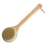 Haveia Bath Body Brush Boar Bristles Exfoliating Body Massager with Long Wooden Handle for Dry Brushing and Shower