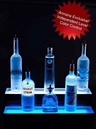 2 Tier LED Lighted Liquor Bottle Display Shelf: 24" Long by Armana Productions