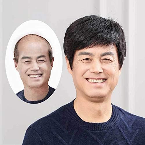 High quality synthetic Men's wig Short Straight Hair Natural Hair High temperature wire youthful young look