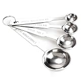 Measuring Spoon,Heavy Duty Stainless Steel Metal Measuring Spoons for Dry or Liquid, Fits in Spice Jar, Set of 4