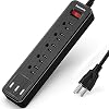 Power Strip, SUPERDANNY 5-Outlet Surge Protector, 3 USB Ports, 4.5 Ft Extension Cord, 900 Joules, Mountable, Overload…