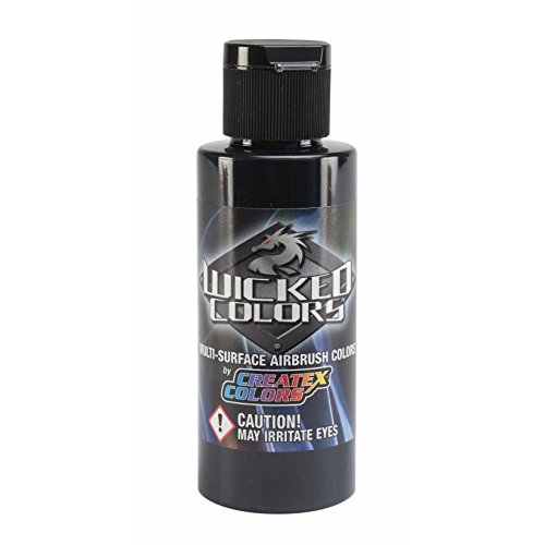 Createx Wicked Colors W072 Detail Smoke Black 2oz. water-based universal airbrush paint. by SprayGunner