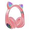 HNQH Bluetooth hoofdtelefoon met kattenoren, hoofdtelefoon voor kinderen met oren erop, draadloze bluetooth koptelefoon…