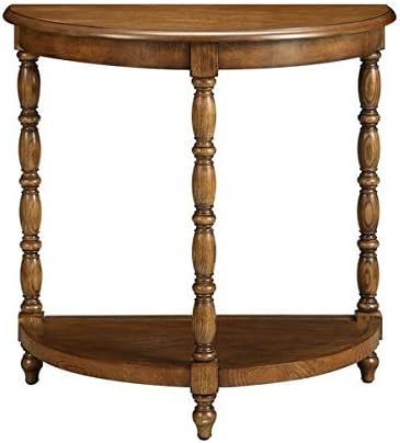 Wood Console Table with 1 Shelf - Half Moon Console Table - Oak