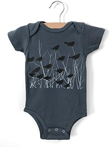 Flock Bird Bodysuit, hand printed organic baby clothes, bird onesie, unisex baby clothing, organic baby gift