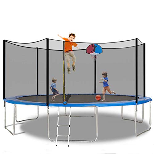 QCen Trampoline 10FT 12FT 14FT 15FT Recreational Trampolines with Safety Enclosure Net