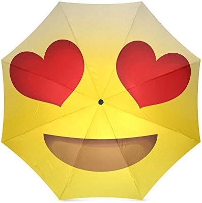 Funny emoji Heart eyes Folding Rain Umbrella/Sun Umbrella Travel Umbrella Anti-UV