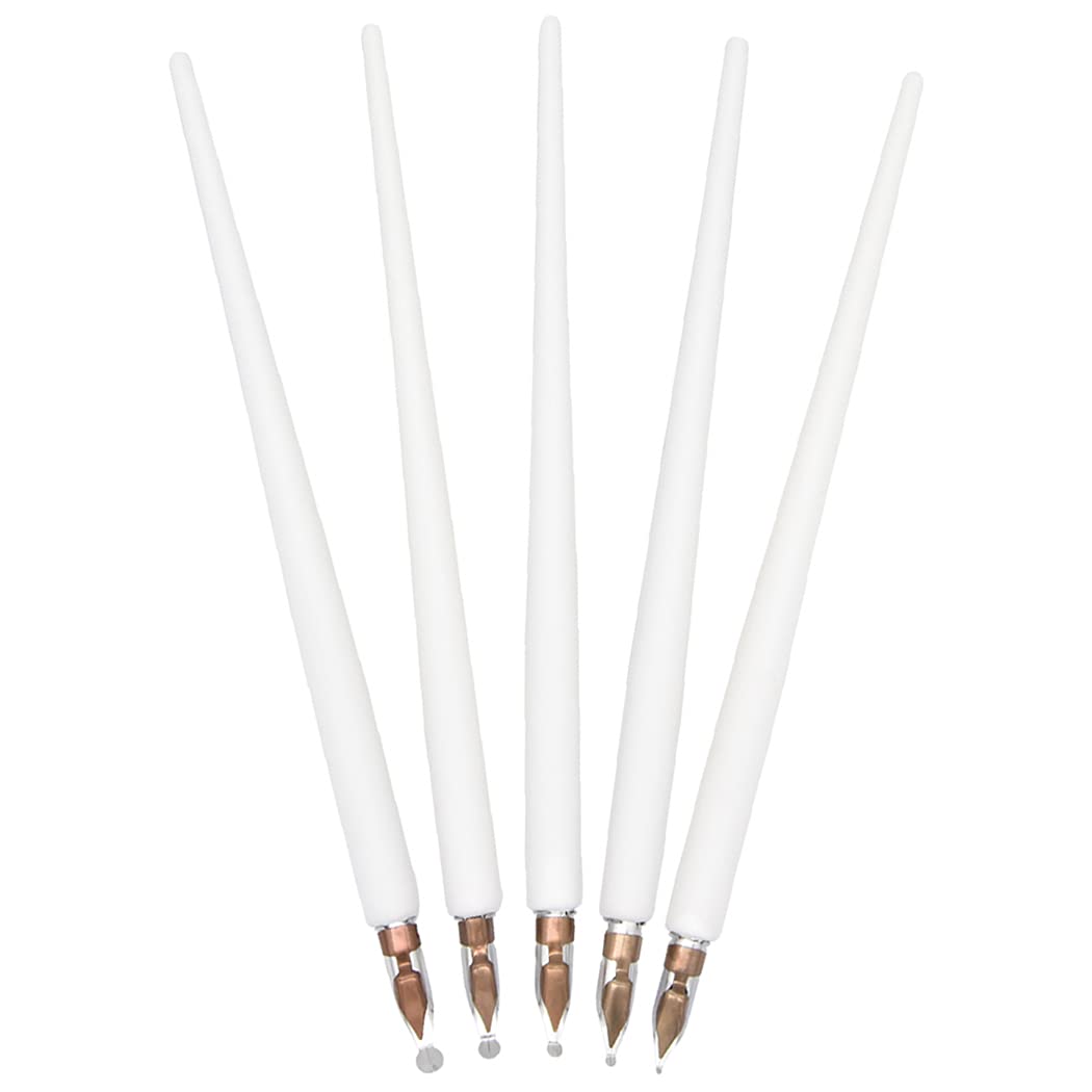 Gullor Wooden Cartoon Pen Set Calligraphy Dip Pens with 5 Size Nibs for Manga/Comic/Word Art/Pen-and-Ink Drawing, White