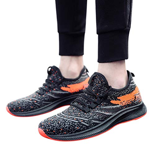 DondPO Mens Athletic Breathable Sneakers Fashion Running Shoes Light Tennis Zapatos Footwear for Men Walking Workout Orange