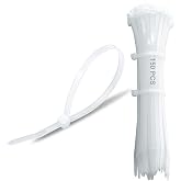 150pcs Zip Ties 12 Inch Long Clear Cable Plastic Zipties Thick Wire Tie Wraps 50 Lbs,Electronic Cord Management White