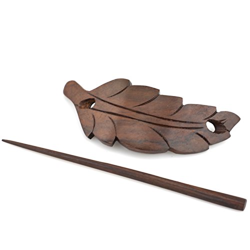Evolatree Natural Hair Barrettes for Women and Men - Handmade Wood Barrette Hair Pin - Curved Feather Band - 4"