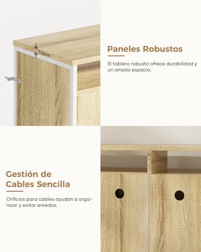 Mueble de TV, Mesa de TV para Salón, con Estantes Ajustables, para Televisores de hasta 65 Pulgadas, Estilo Moderno, 140 x 40 x 71 cm, Roble Claro — foto 4 de 8