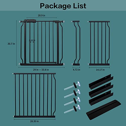 COSEND Extra Wide Baby Gate Tension Indoor Safety Gates Black Metal